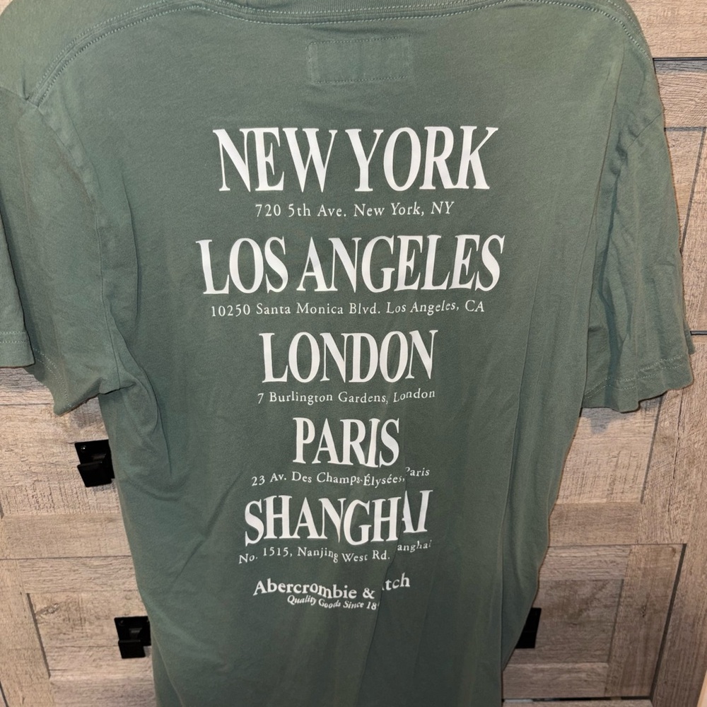 Abercrombie & Fitch Olive Green City List Graphic Tee